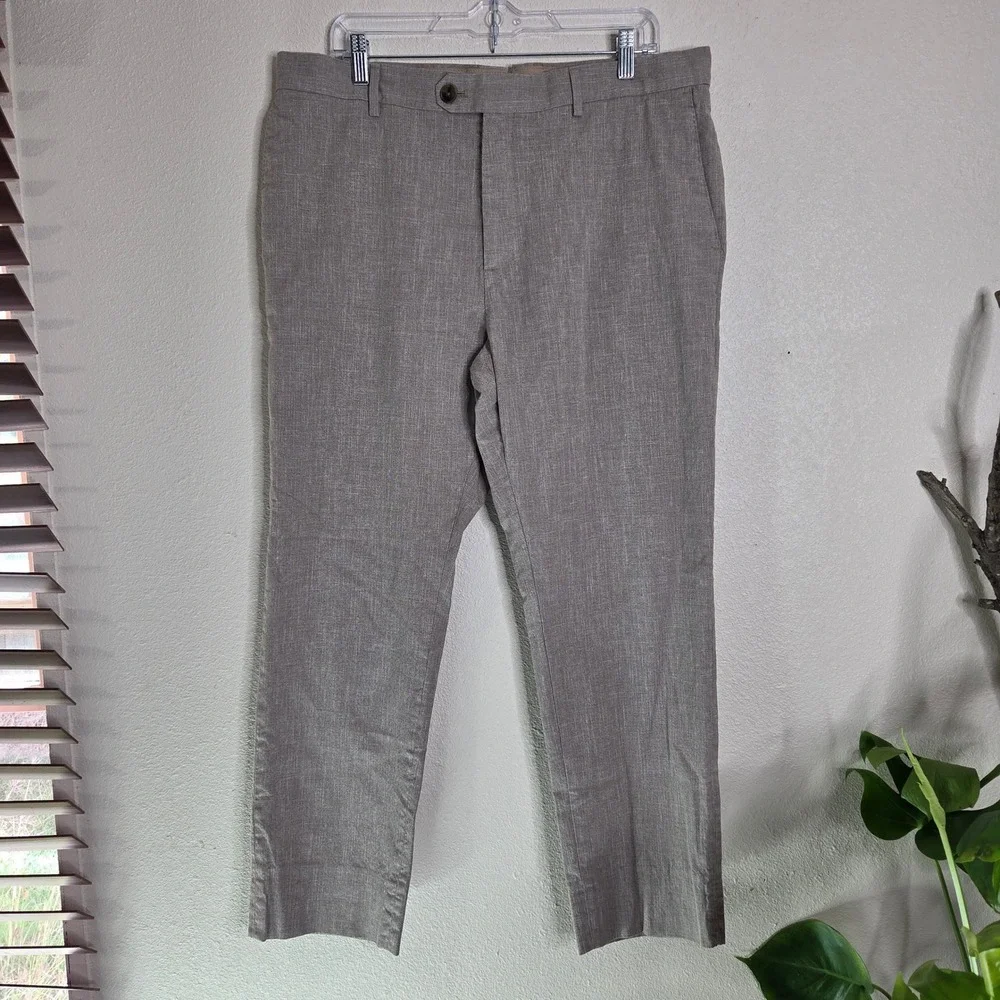 Banana Republic Tailored Slim Fit Mens Pants 36 Gray Cotton‎ Blend Dress Casual
